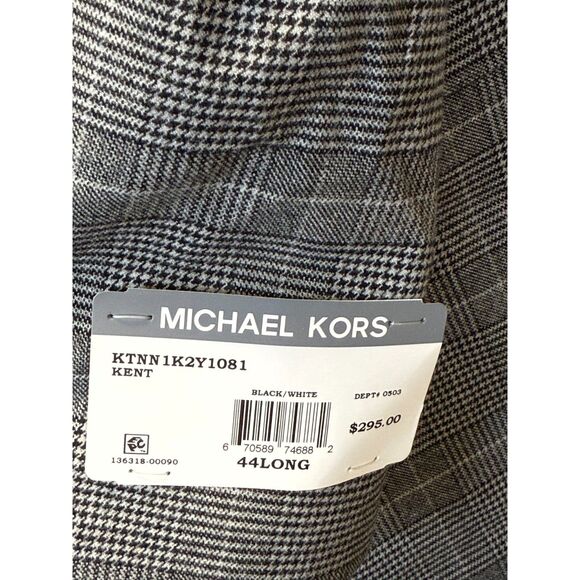Michael Kors Kent Sport Coat Men's Size 44L Black White Stretch Plaid Tailored - Picture 7 of 9